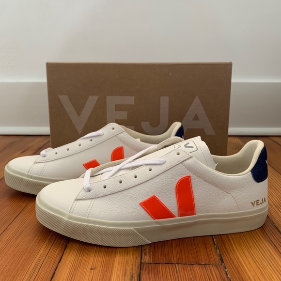 Veja Other - Veja Campo Sneaker in White & Fluo Orange